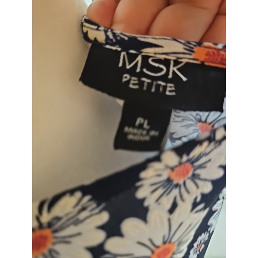 MSK Petite Navy Blue Stretch Boho Floral Dress With Lining SZ PL - Picture 7 of 7